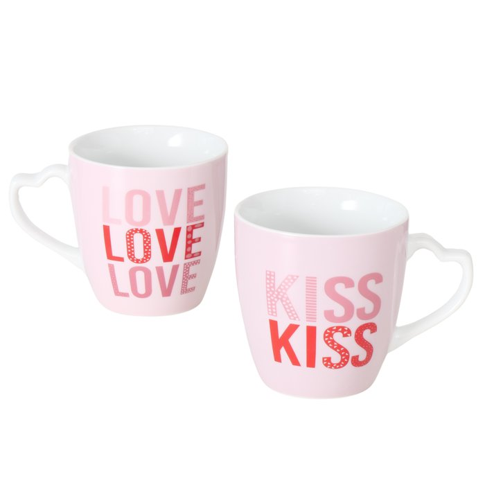 Jumbobecher Love Kiss Set – beide Becher mit LOVE und KISS Aufschrift