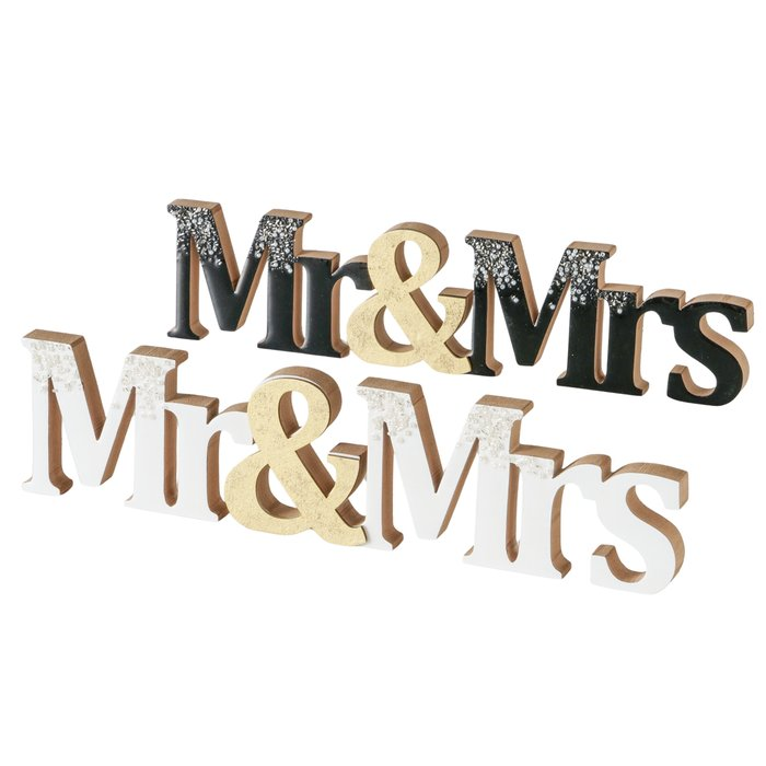 Schriftzug Mr & Mrs Wedding – beide Varianten Schwarz und Weiß auf weißem Hintergrund