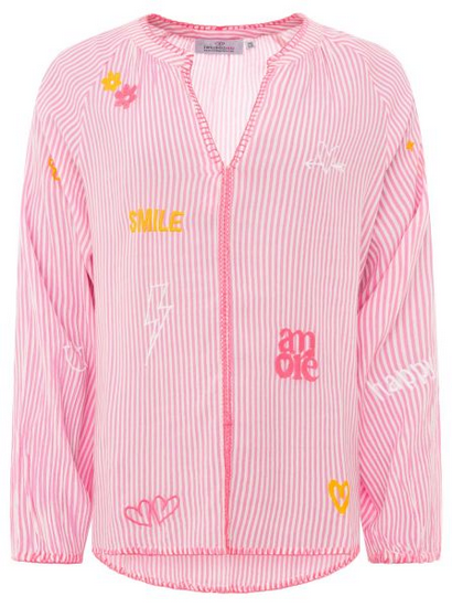 Bluse „Smile & Amore“ – Streifenbluse mit Print von Zwillingsherz