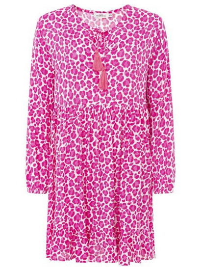 Viskosekleid Damen Leo Dream – Animalprint mit Tasseln von zwillingsherz